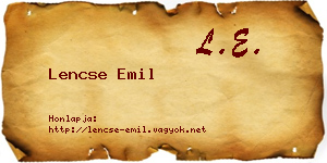 Lencse Emil névjegykártya